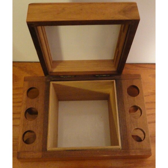 Decatur Mid Century Modern Walnut Wood 6 Pipe Holder Humidor Storage Vintage - Picture 5 of 8